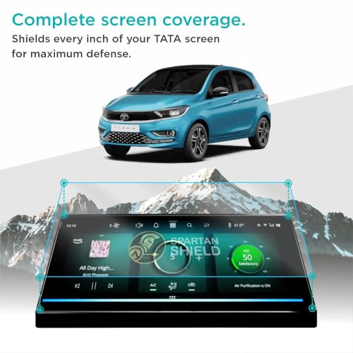 Image of SPARTAN SHIELD [3 PACK] Screen Guard For TATA TIAGO 2025 Facelift || XZ & XZ+ || 10.25 Inch Infotainment [Thin Corner] + 4-inch Instrument Cluster + Steering Panel Protector || Anti Scratch | Water Resistant | HD Clear | High Touch Sensitivity | TataTiago 9H Car Display Accessories [Not Tempered Glass] [Not Compatible with New 2026 Facelift Model]
