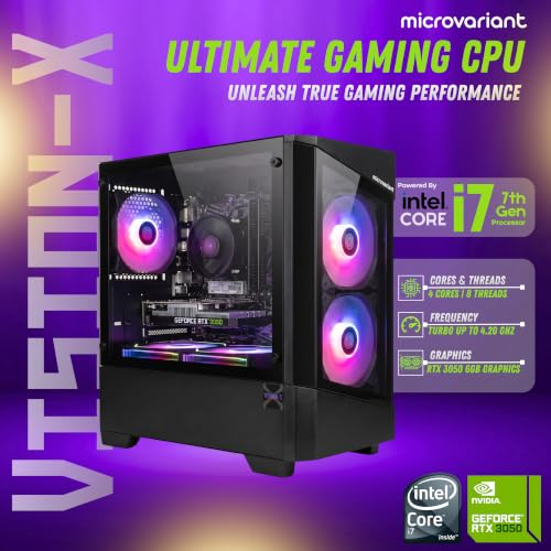 Image of Vision-X Gaming PC | Core I7 7th Gen | RTX 3050-6GB GPU | 16GB RAM | 256GB NVMe SSD | 5G WiFi+BT Dongle | Windows 11 Pro | USB 3.0 /HDMI /VGA Port | Black