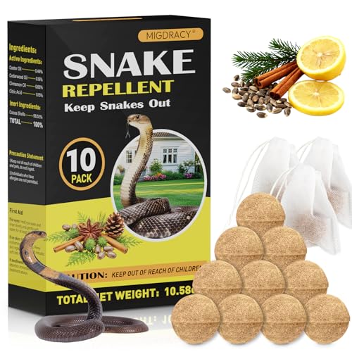 Snake Repellent Balls, 10-Pack, Plant-Based Essential Oil Formula with Peppermint, Cinnamon & Cedarwood Oils, Long-Lasting Outdoor Use, Safe Around Family & Pets