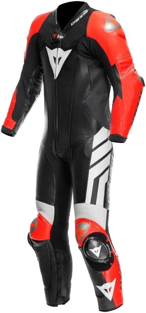 Dainese Mugello 3 D-Air perforowany 1-częściowy skórzany kombinezon motocyklowy, czarny/czerwony/biały, 60