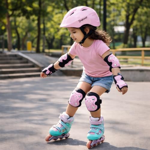 Image of Airavat 7510 Zippy Kids Protective Set Including Helmet Along with Knee Pads, Elbow Pads & Palm Guards (Pink)