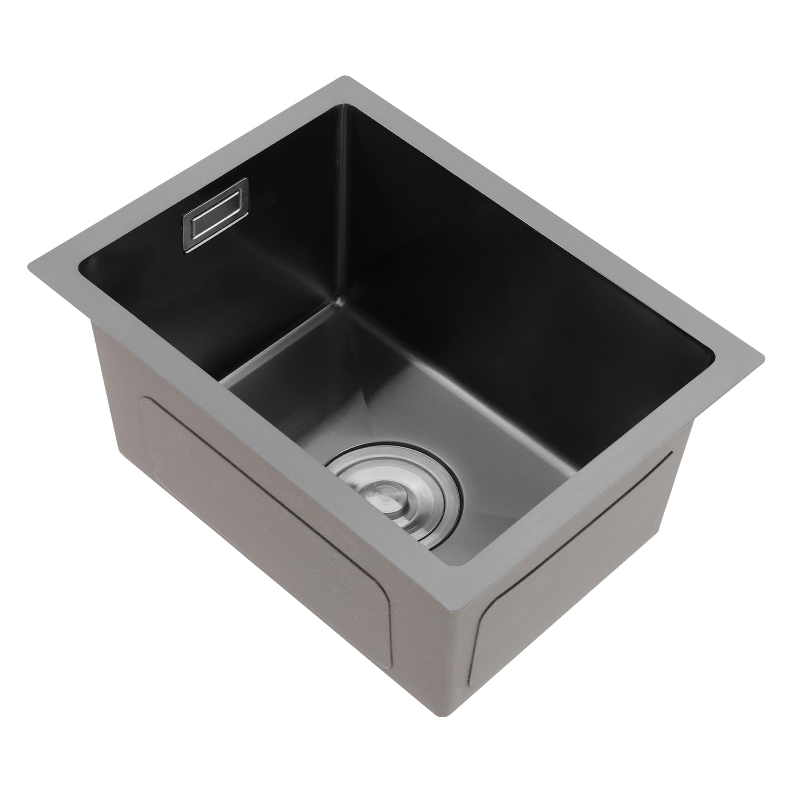 Lavello da incasso in acciaio inox, 30 x 40 x 20 cm, moderno lavello da cucina, rettangolare, in acciaio inox, piccolo (nero)
