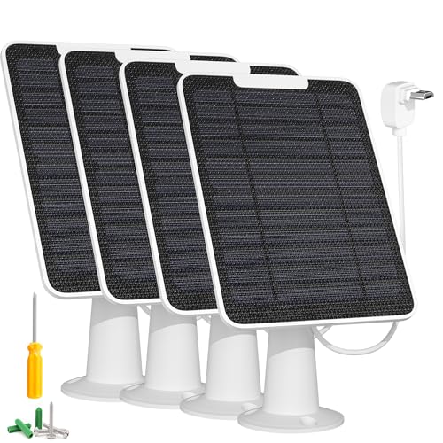 Solar Panel Charger with Micro USB Connection Compatible with Arlo Essential Spotlight/XL Spotlight Camera, 5W Arlo Essential Solar Panel, IP65 Waterproof 10ft Cable, (Not for 2K/2nd Gen), 4 Pack