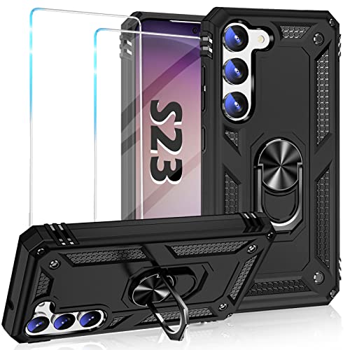 Image of Vaki Cases for Samsung Galaxy S23 Case with Screen Protector [Military Grade Drop] Heavy Duty Rugged Shockproof Protective Cover for Samsung Galaxy S23 5G Phone Case with Ring Kickstand Black
