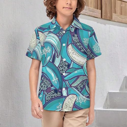 Boys Octopus Hawaiian Shirt Short Sleeve Casual Button Down Shirts Cute Summer Beach Shirts Tops for Kids Teens2