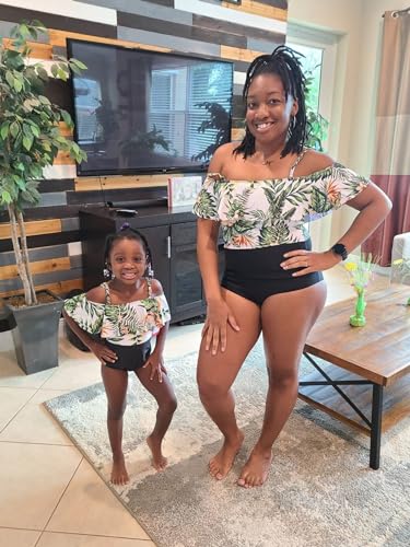 IFFEI Mommy and Me Swimsuits One Piece Monokini Bathing Suits Pattern Printed Family Matching Swimwear4