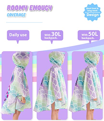 Image of WAWSAM Lightweight Rain Poncho Kids, Ponchos for Kids Waterproof Reusable Hooded, Kids Poncho Rain Jacket for Boys and Girls