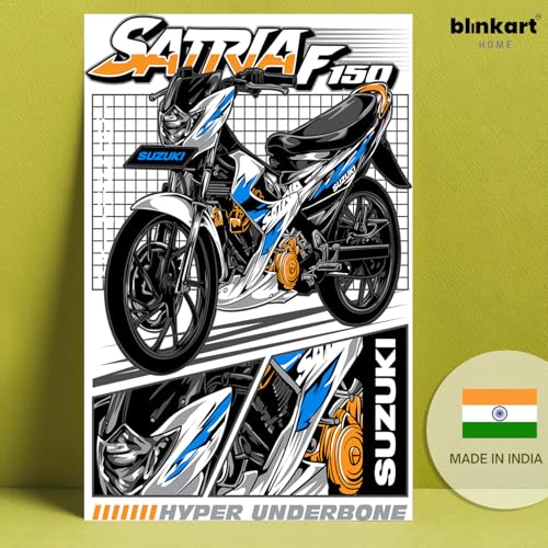 Image of BLINKART Suzuki Satria F150Car Posters Sticker Gift Items for Boys Room Wall Decor || Comes with Double-Sided Tape|| Decoration Bedroom Living Room Office Studio Decor | 12x18 In (A3) - CAR-253