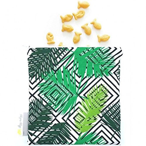 Itzy Ritzy Reusable Snack Bag – 7” x 7” BPA-Free Snack Bag is Food Safe, Washable and Ideal for Storing Snacks, Pacifiers, Electronics and Makeup in a Diaper Bag, Purse or Travel Bag, Paradise Palm