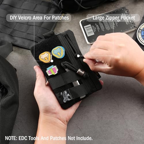 VIPERADE VE27 Small EDC Pouch Tool Organiser,EDC Organiser Pouch with 5 Pockets,Small Multitools Pouch for Men,Mini Pocket Pouch with Patches Area,Small Multitools Organiser Waist Bag -Black - Image 2