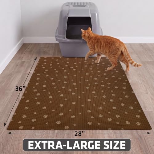 Image of Drymate XL Original Cat Litter Mat, Contains Mess from Box, Protects Floors, Urine-Proof, Machine Washable, Soft on Kitty Paws, Absorbent, Waterproof (USA Made, Recycled Content)(28 inchx36 inch)(BrownTanPaw)