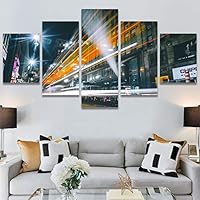 SIGNWIN 5 Panel Canvas Wall Art Street Lights for Home Decorations Ready to Hang - 60