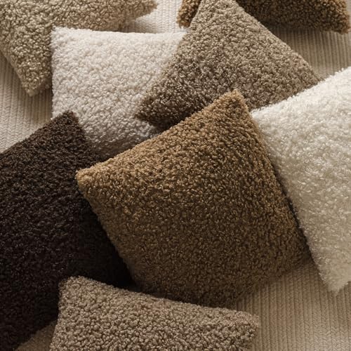 Image of Foindtower 2 Pieces 24x24 Inch Dark Bronze, Faux Fur Throw Pillow Cover Accent Sherpa Furry Pillow Covers Fuzzy Soft Pillowcases Cozy Sheepskin Decorative Fleece Cushion Case for Bed Couch Living Room