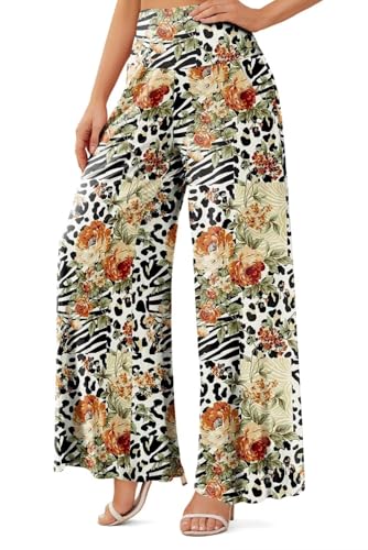JZC Women's Palazzo Lounge Pants Casual Wide Leg Pants High Waist Flowy Toursers with Pockets