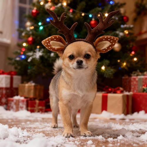 Disfraz de reno para mascotas tamaño S marrón miniatura 2