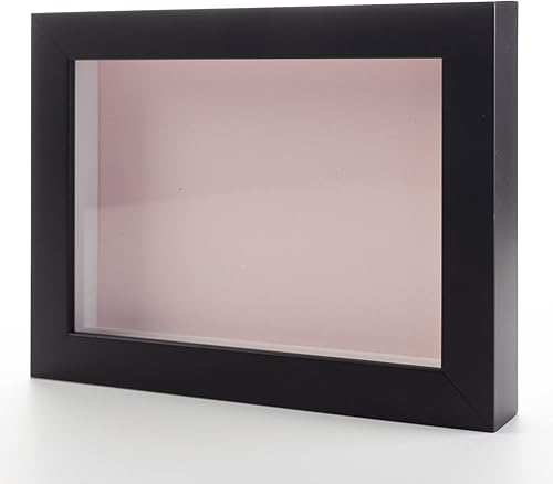 CountryArtHouse Caja de sombra de madera negra de 16 x 20 pulgadas con respaldo rosa sin ácidos, acrílico UV y accesorios para colgar, con