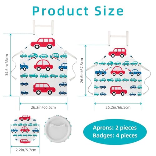 Tablier de cuisine One Size multicolore avec motifs voitures de conduite