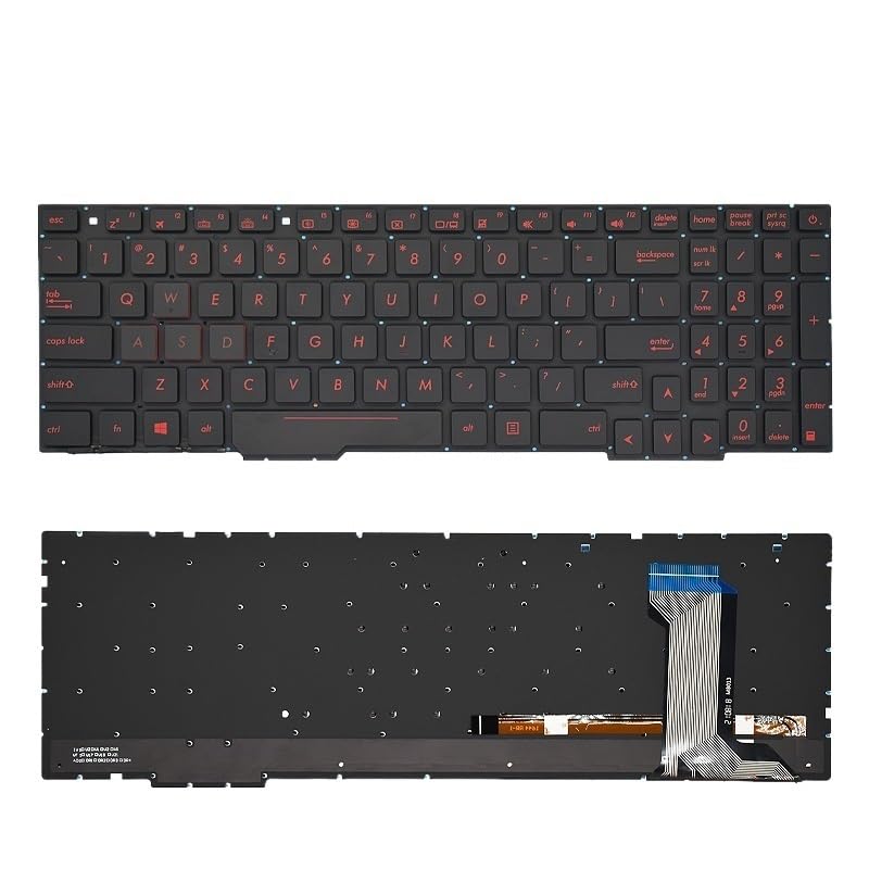 Tastiera per Laptop per ASUS GL553VW GL753 FX553VD ZX53 ZX53V FZ53 ZX553 FX53 FX753 ZX73 con Lettere Rosse retroilluminate(FX753 FX753V FX753VD)