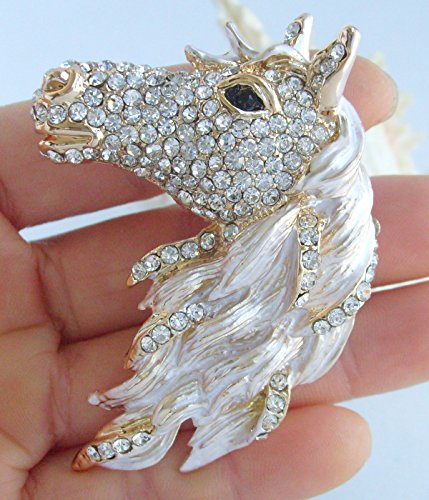 Image of Art Style 2.76 inch Horse Brooch Pin Pendant Rhinestone Crystal BZ6535