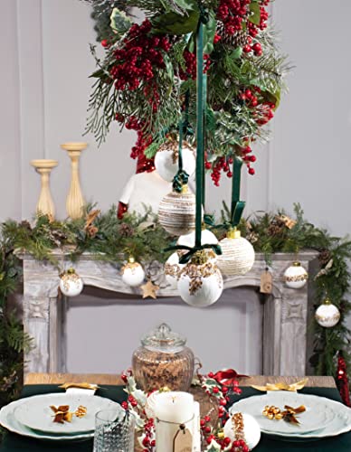 12Pcs Silk Christmas Ball Ornaments, Satin Christmas Tree Luxury Vintage Hanging Ornaments, Chrisma Home Decorations For Xmas Tree, Wreath Garland Decor, Wedding (White) #TOP5