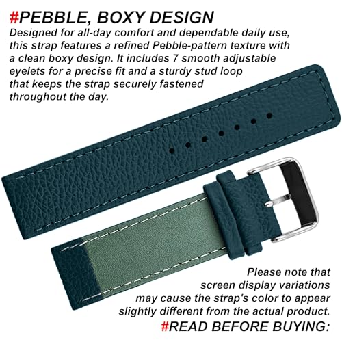 Image of DBLACK ''ZOLO'' Premium Leather Watch Strap, Pebble Pattern Design Watch Belt / / For 20mm, 22mm, or 24mm Boxy Finish Watch Band (Choose Your Size & Color)