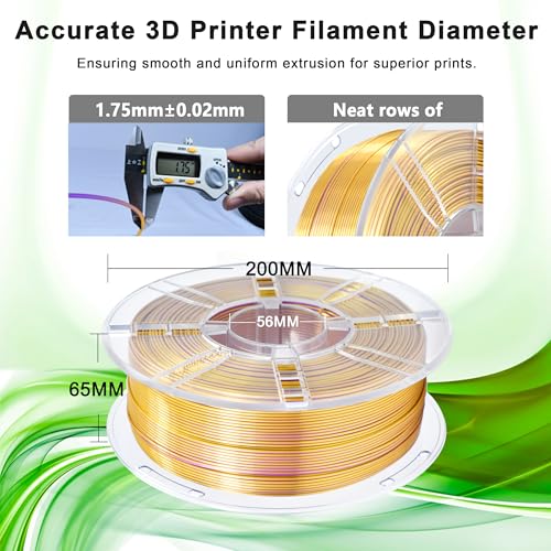 Image of iBOSS Silk PLA+ Filament 1.75mm Purple Gold Dual Color PLA Plus 3D Printer Filament 2 in 1 Coextrusion 1KG Spool(2.2lbs) 3D Printing Filament Dimensional Accuracy + /- 0.02mm Fit Most FDM Printers