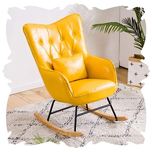 Fei Fei Chair Household Lounge Outdoor Garden Relax Rocking Chair High Back Loungers Decor Furniture Recliners Porches Balcony Armchairs Individual Sun (Color : Yellow, Size : 75x70x97cm)