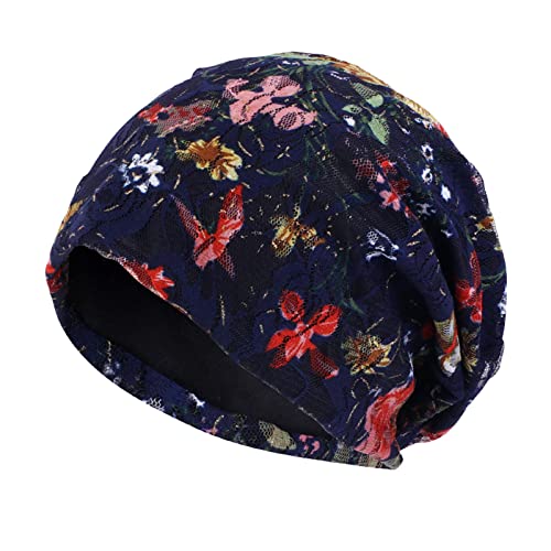 Generisch 2024 Sombrero de quimioterapia para mujer, sombrero de impresión de encaje, gorro de turbante súper suave, holgado, envolturas para la caída del cabello, cáncer, quimioterapia, gorro, gorro
