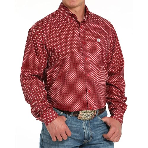 Cinch Men's Red Print Button Shirt3