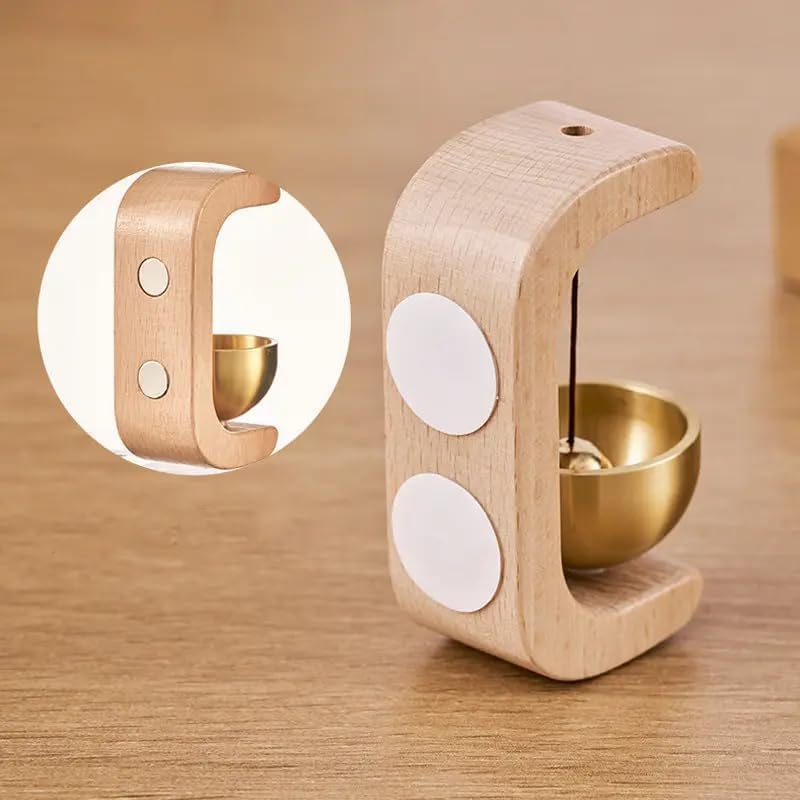MSAVANI Wooden Musical Door Bell With Brass Gold Bowl C- Shaped