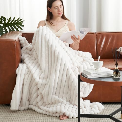 Ameliehomefauxfurthrowblanketforcouchrabbitfurwarmluxurioussoftstripedcozyfluffyplushgiftblanketsforfamilysofachairbedlivingroomivory55x70inch  Urban Country Home Decor Amelie home faux fur throw blanket for couch rabbit fur warm luxurious soft striped cozy fluffy plush gift blankets for family sofa chair bed living roomivory55 x 70 inch  urban country home decor