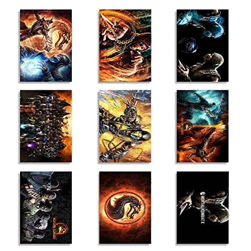9 PCS Video Game Mortal Kombat Poster Wall Art Picture Print Modern Family Bedroom Decor Mortal Kombat Scorpion Poster 10 x 14 inch