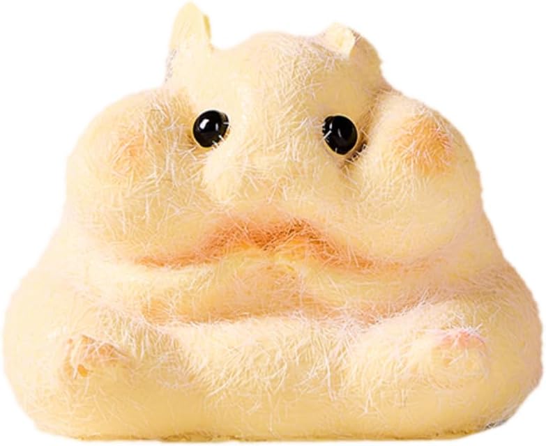 Hamster Squishy Squeeze Toy, Kawaii Stress Relief Fidget Sensory, Soft Silicone Squeeze Gifts for Kids Adults Party Favors (Yellow)