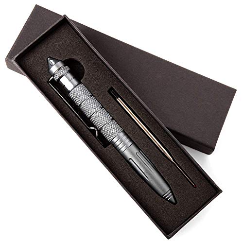 Acme Approved Tactical Pen with Ink Refill - Black Ball Point, Emergency Glass Breaker, DNA Collector, Personal Defence Device Professional Defender Writing Multifunctional Survial Tool (Platinum) Acme Approved Tactical Pen with Ink Refill - Black Ball Point, Emergency Glass Breaker, DNA Collector, Personal Defence Device Professional Defender Writing Multifunctional Survial Tool (Platinum)
