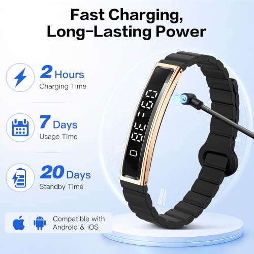 Image of Smart Bracelet, Wearable Activity & Fitness Tracker Band for Men Women, 24H Sleep Tracker, All-Day Continuous Heart Rate, Stress HRV Monitor, Smart Wristband with Free APP 2 Bands, Rose Gold