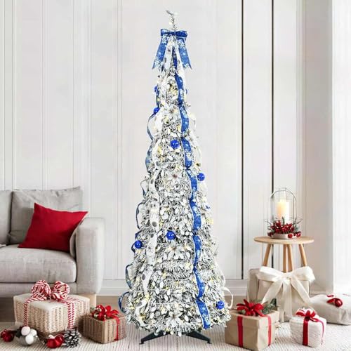 Árbol de Navidad artificial 210 cm con luces LED integradas verde lujoso 2