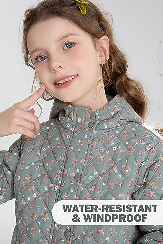 Image of SOLOCOTE Little Girls Winter Lightweight Jacket Floral Cute Ears Quilted Coat