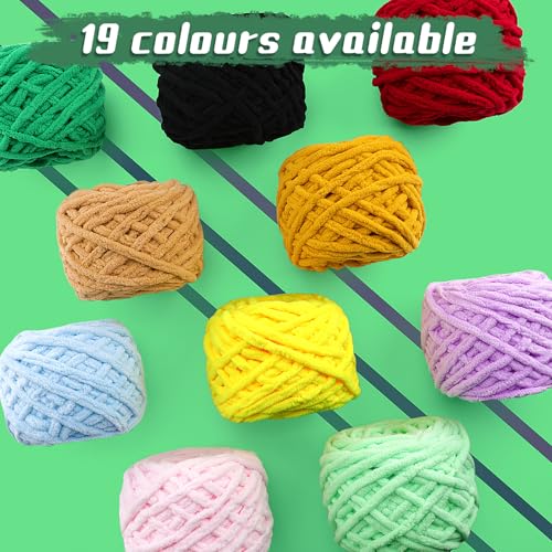 Image of 2 Skeins Chunky Chenille Yarn for Crocheting - Baby Blanket Yarn for Crochet Amigurumi Home Decor, Soft Thick Yarns for Beginners Hand Knitting 74 Yds 3.5 Oz Each Skein(Chicken Yellow)