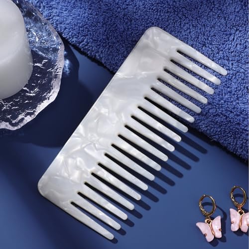 Peine de dientes anchos antiestático blanco miniatura 2