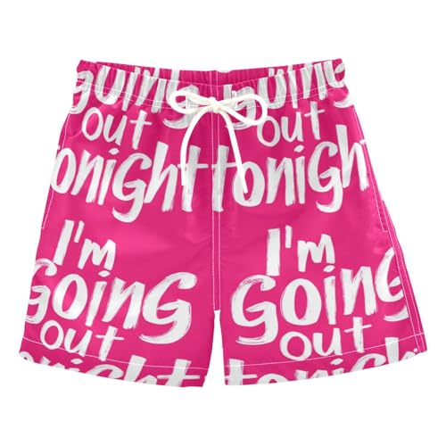 I'm Going Out Tonight Hot Pink Little Boys Swim Trunks Boys Swimsuits Lightweight Double Layer Beachwear 2T