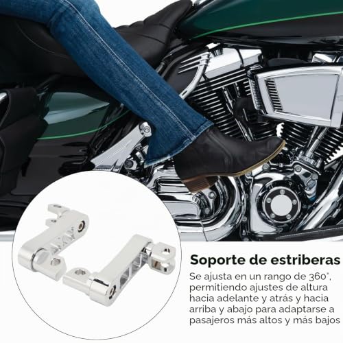 Clavijas de pie de motocicleta con soporte ajustable de 360 grados 3