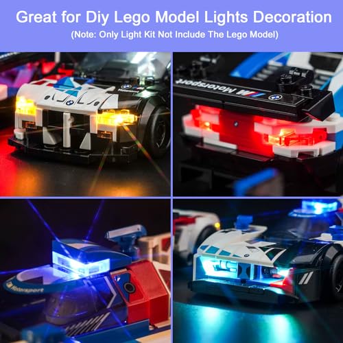 Image of Upgraded Led Light Kit for Lego Speed Champions BMW M4 GT3 & BMW M Hybrid V8 Race Cars Building Set, Compatible with Lego 76922 (Model Not Included)