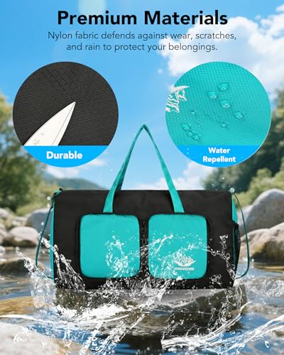 Foldable Travel Tote Bag Large Waterproof Carry on Overnight Bag for Beach Gym Sports Duffel Bags,Green4