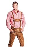 Highlights: Con tirantes Frohsinn Tradicional pantalón bávaro para el Oktoberfest para hombres (la dimensión 54, Color: marrón) Lederhosen en largo o corto con tirantes Original Frohsinn