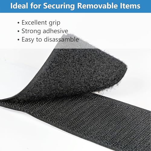 Image of 24 Sets Strips with Adhesive, 1'' X 4'' Hook and Loop Tape, Self Adhesive Strips,Fabric, Waterproof, with Adhesive for Fabric (Black)