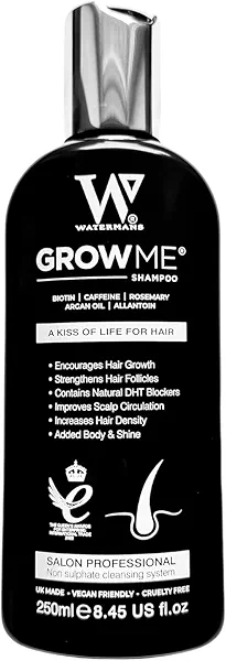 Watermans Shampoo Biotin, Rosemary, Caffeine, Niacinamide, Argan Oil for Thinning Hair, Natural Volumizing for Fine Hair, Hair Growth & Hair Loss with Nutrient-Rich Natural Ingredients 8.45 fl oz