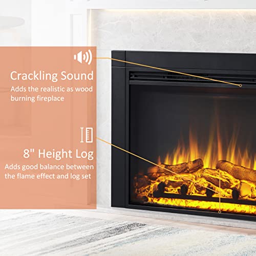 Image of LegendFlame Jaden 36 inch W x 26 inch H (EF443) Electric Fireplace Insert with Front Trim Kit, Fire Crackling Sound, 750W /1500W Heater, Remote Control