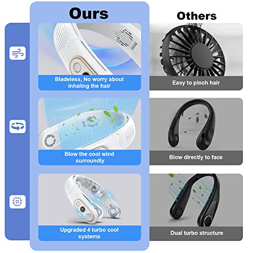 Foldable Neck Fan With Led Display: Hand Free Bladeless Personal Fans Portable 360°Cooling Usb Fan Rechargeable Wearable Hanging Necklace Fan For Travel Outdoor Indoor Home Office Sport Beach #TOP7