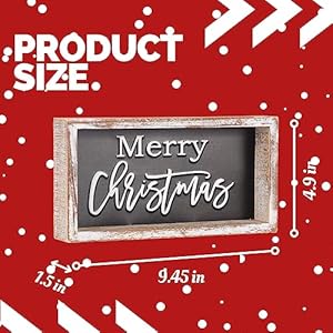 Christmas Tiered Tray Decor, Merry Christmas Block Sign for Shelf, Mantel, Farmhouse Rustic Christmas Decoration, Embossed Metal With Wood Frame Christmas Tiered Tray Decor Merry Christmas Block Sign for Shelf Mantel Farmhouse Rustic Christmas Decoration Embossed Metal With Wood Frame