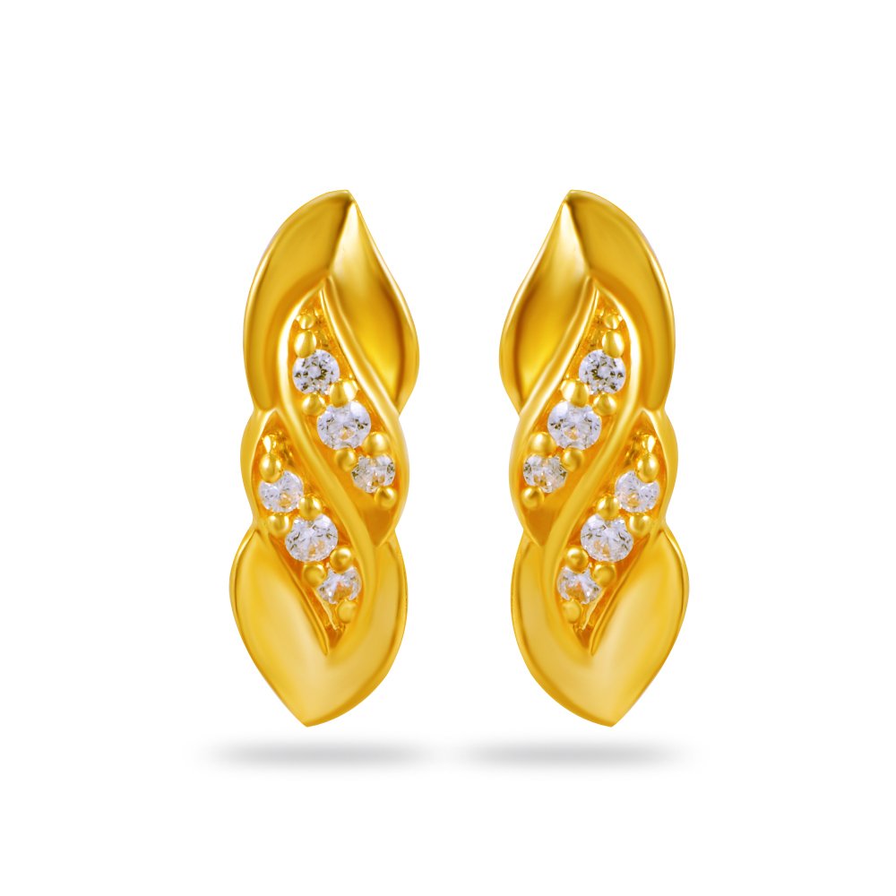 Women's & Girl's Impress Collection 22K Yellow Gold Stud Earrings-image-43